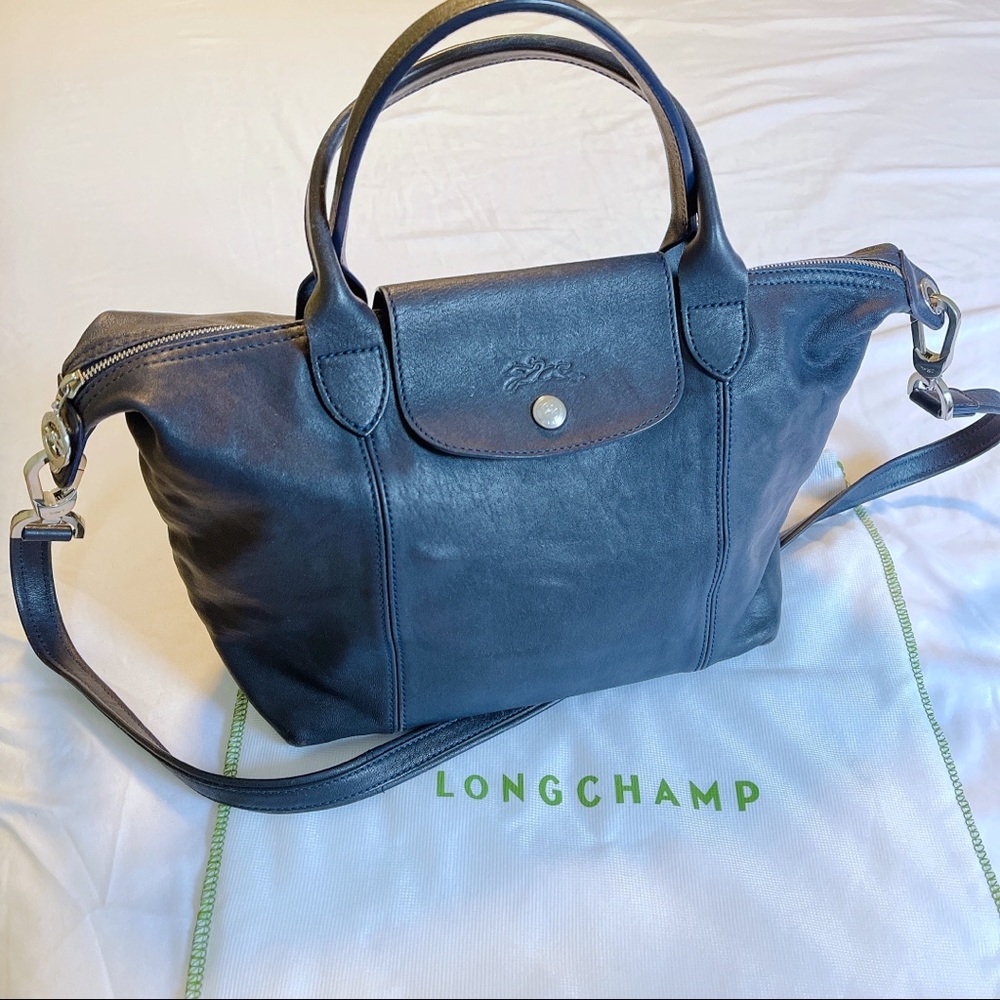LONGCHAMP LE PLIAGE CUIR - S Crossbody bag Navy color 100% Authentic